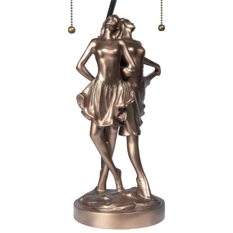 Pemberly Row 2-Light Resin & Art Glass Table Lamp in Cold Cast Bronze/Blue