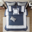 Pemberly Row 8-Piece Modern Fabric Embroidered Comforter Set in Navy Finish