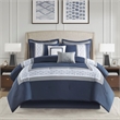 Pemberly Row 8-Piece Modern Fabric Embroidered Comforter Set in Navy Finish