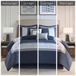 Pemberly Row 8-Piece Modern Fabric Embroidered Comforter Set in Navy Finish