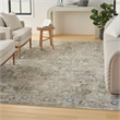 Pemberly Row Machine Washable 7' x 9' Fabric Blue Green Area Rug