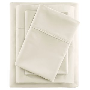 Pemberly Row Cotton and Polyester Sateen Cooling Sheet Sets in Ivory
