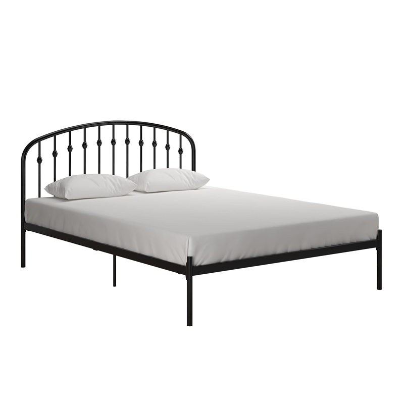 Pemberly Row Contemporary Queen Metal Platform Bed Frame in Black