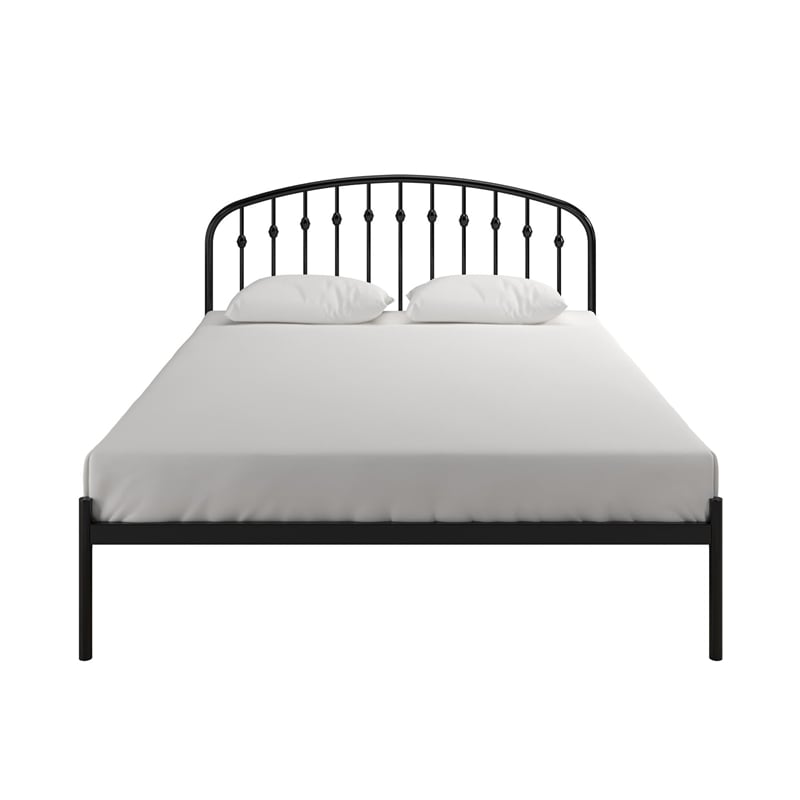 Pemberly Row Contemporary Queen Metal Platform Bed Frame in Black