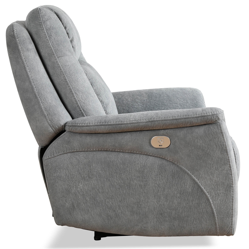 Pemberly Row Fabric Power Zero Gravity Recliner in Hudson Gray