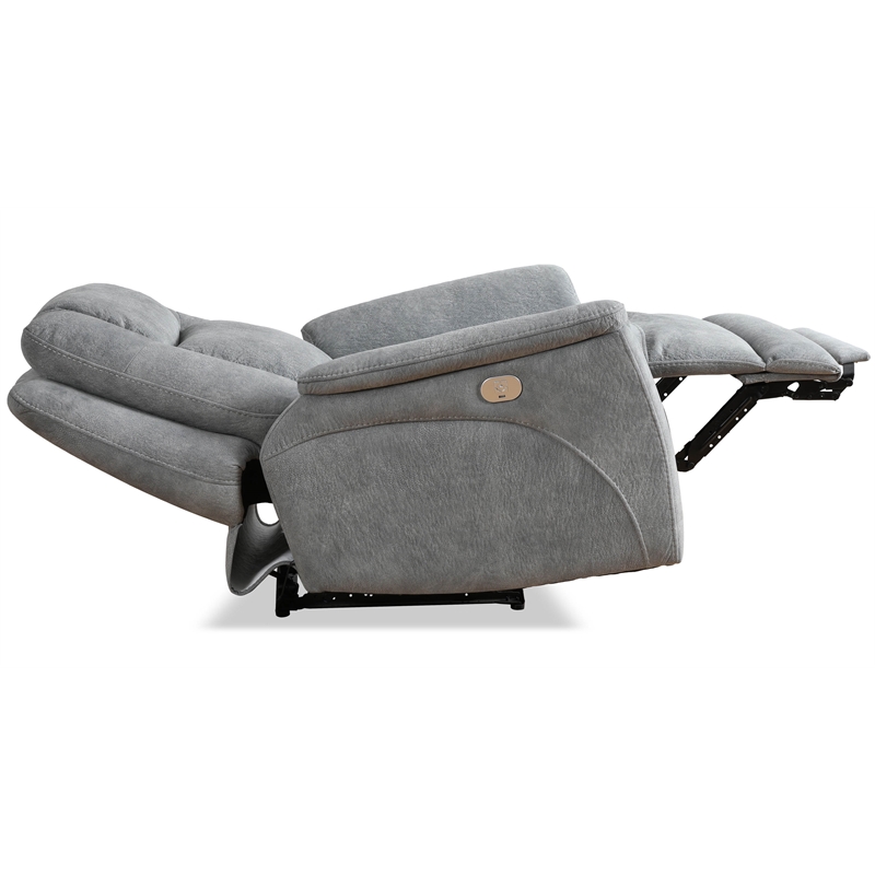 Pemberly Row Fabric Power Zero Gravity Recliner in Hudson Gray