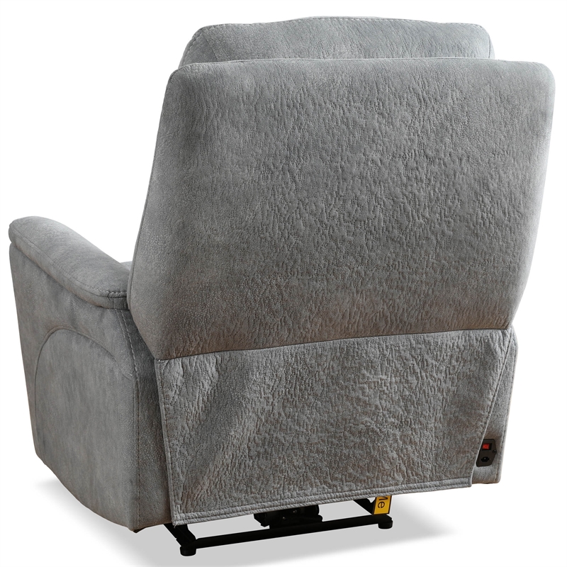 Pemberly Row Fabric Power Zero Gravity Recliner in Hudson Gray