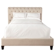 Pemberly Row Traditional Chesterfield Fabric King Bed in Downy Tan