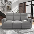Pemberly Row Contemporary Fabric Power Glider Reclining Sofa in Gray