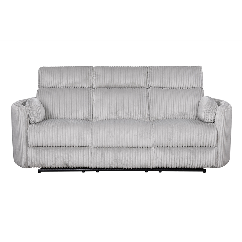 Pemberly Row Contemporary Fabric Power Glider Reclining Sofa in Gray
