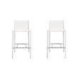 Pemberly Row Contemporary Set of 2 White Faux Leather Counter Stool
