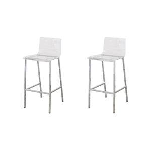 Pemberly Row Set of 2 Acrylic Low Back Counter Stool In Chrome