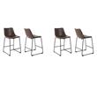 Pemberly Row Contemporary Faux Leather Bar Stools in Brown (Set of 4)