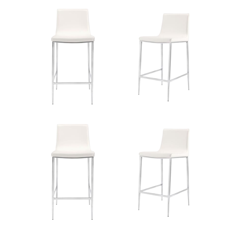 Pemberly Row Contemporary Counter Stool in White Finish (Set of 4)