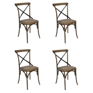 Pemberly Row Contemporary Black Cross Back Side Dining Chair (Set of 4)