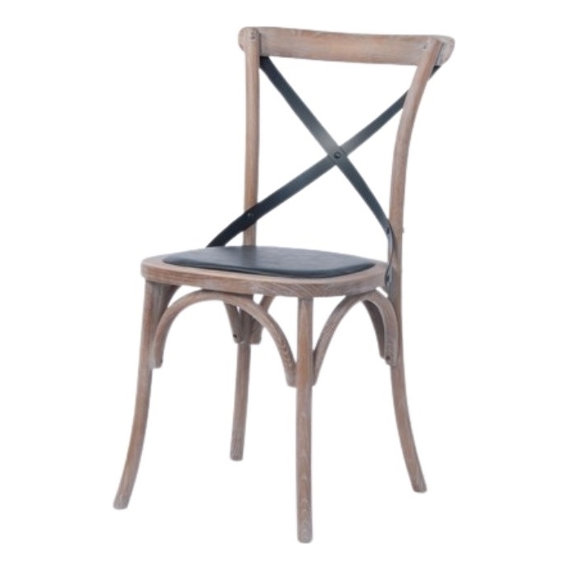 Pemberly Row Contemporary Black & Rattan Cross Back Side Dining Chair (Set of 4)