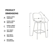Pemberly Row Contemporary Velvet 26-inch Bar Stool in Gray and Gold (Set of 4)