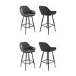 Pemberly Row Contemporary Faux Leather Counter Stools in Gray (Set of 4)