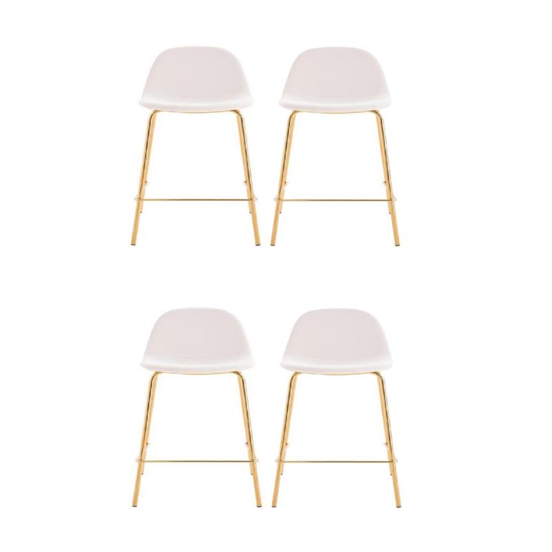 Pemberly Row Contemporary Faux Leather Counter Stools in White (Set of 4)