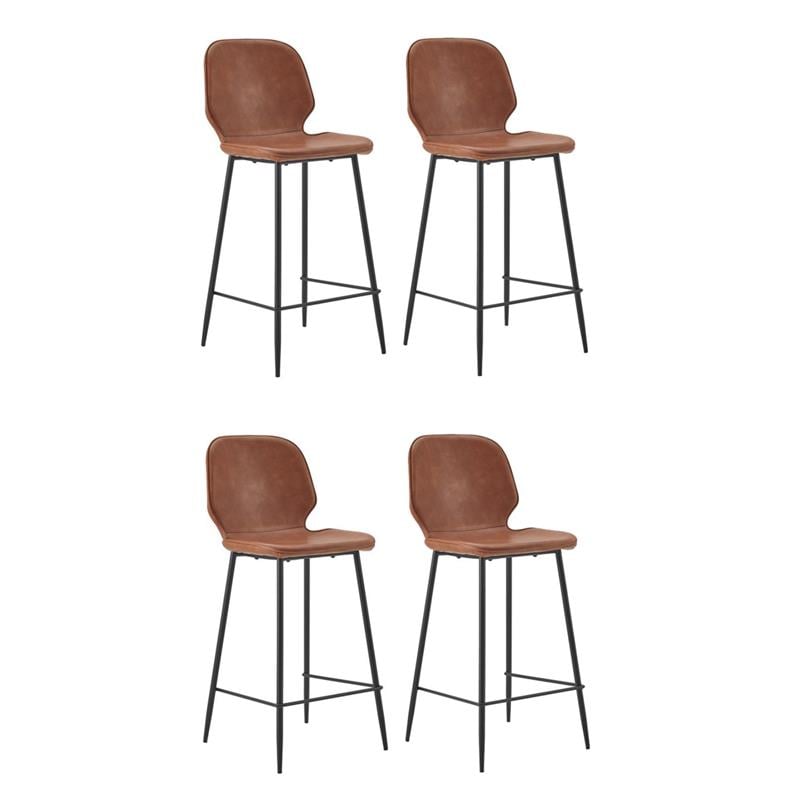 Pemberly Row Contemporary Faux Leather Counter Stools in Tan (Set of 4)