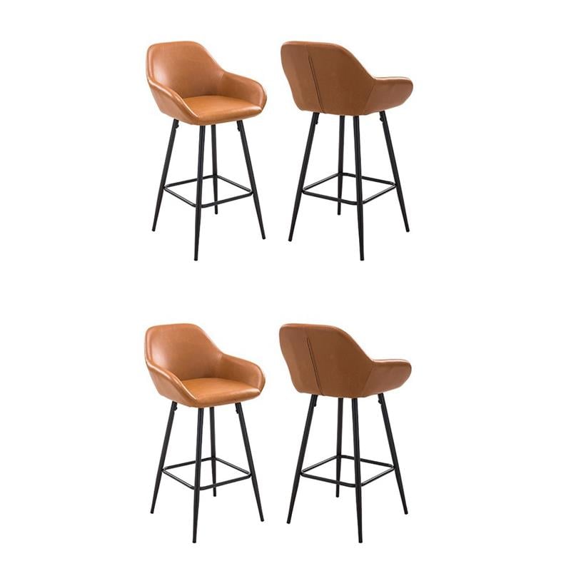 Pemberly Row Contemporary Faux Leather Counter Stools in Tan (Set of 4)