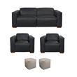 Pemberly Row Set of 5 - 2 Reclining Lounge Chairs and Sofa and 2 Handwoven Poufs