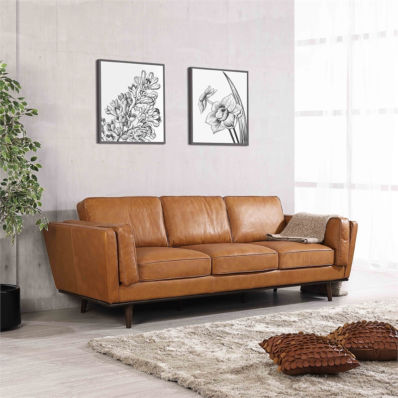 Pemberly Row Set of 3 Sofa Sets - 2 Velvet Accent Armchairs and Leather Sofa
