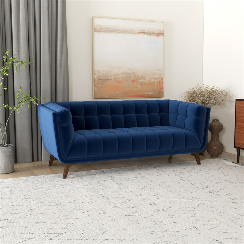 Pemberly Row Set of 3 Sofa Sets - 2 Upholstered Lounge Chairs and Velvet Sofa