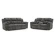 Pemberly Row Set of 2 Gray Reclining Loveseat with Console and Reclining Sofa