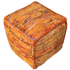 Pemberly Row Contemporary Lightweight Pouf Upholstered in Orange Fabric