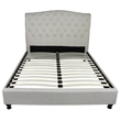 Pemberly Row Queen Platform Tufted Headboard Bed Upholstered in Beige Fabric