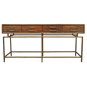 Pemberly Row Solid Wood 4-Drawer Solid Wood Console Table in Brown