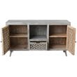 Pemberly Row Solid Wood 2 Door 1 Drawer Hand-Carved Media Console in Natural