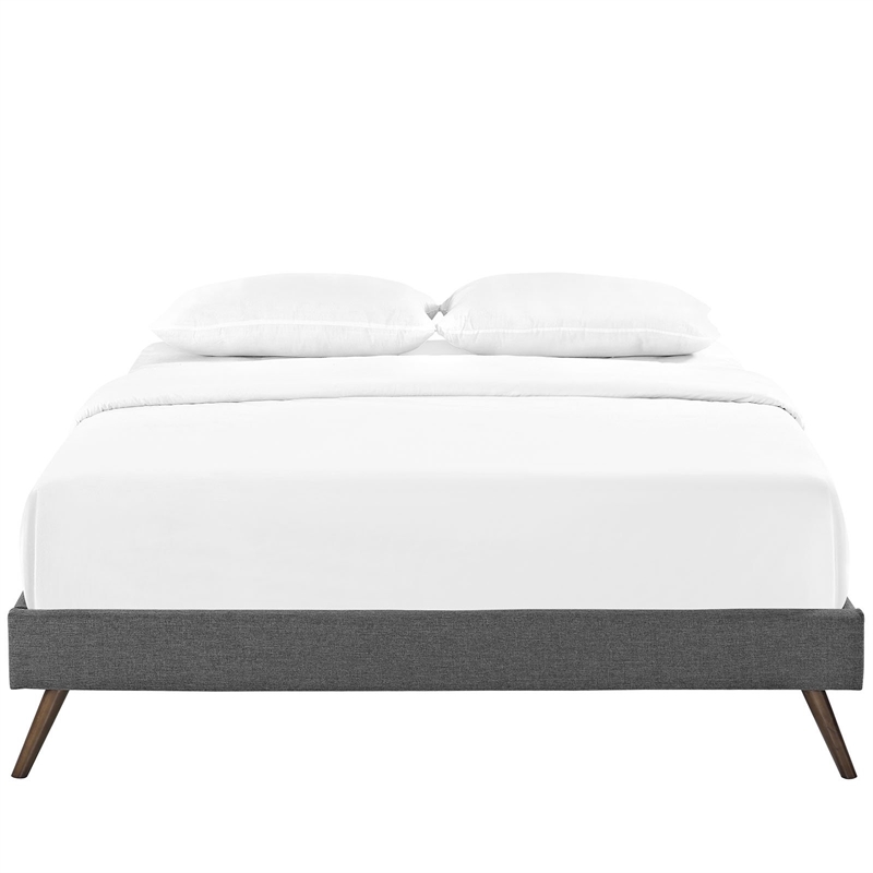 Pemberly Row Mid-Century Fabric Upholstered Queen Platform Bed in Gray