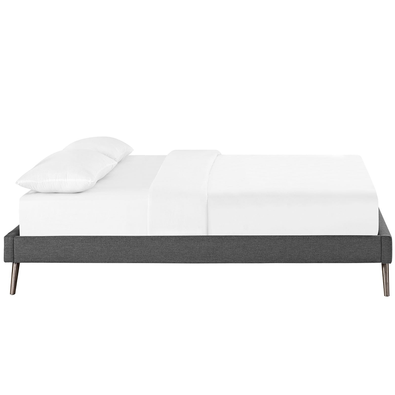 Pemberly Row Mid-Century Fabric Upholstered Queen Platform Bed in Gray