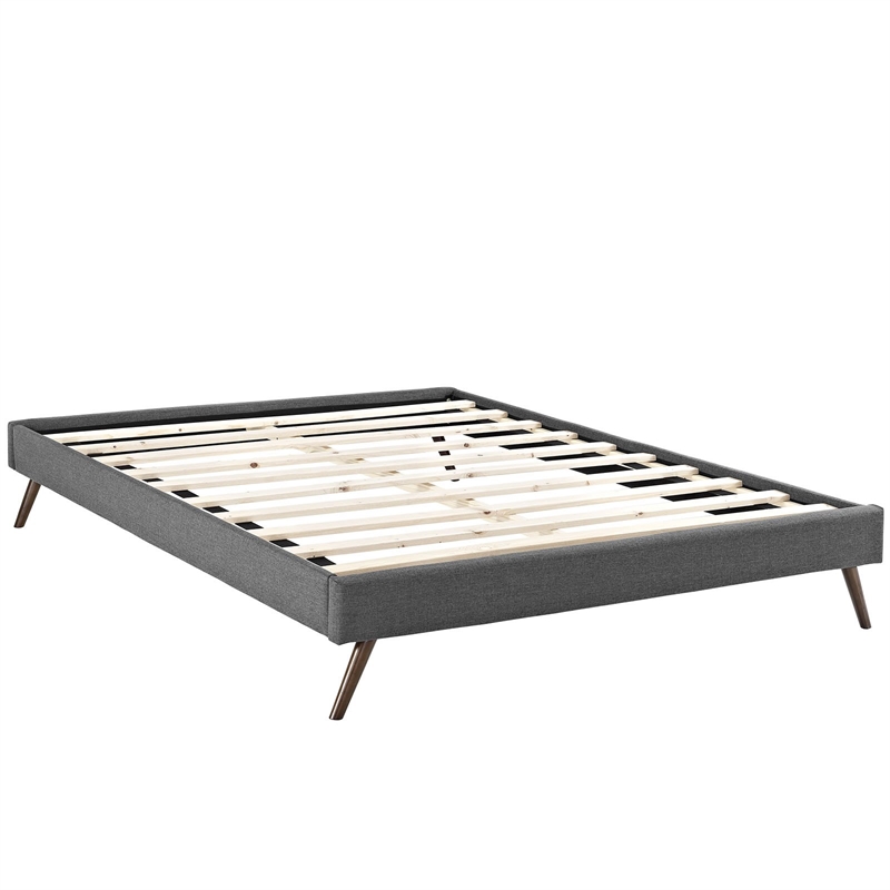 Pemberly Row Mid-Century Fabric Upholstered Queen Platform Bed in Gray