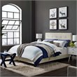 Pemberly Row Full Modern Style Performance Velvet Bed in Ivory