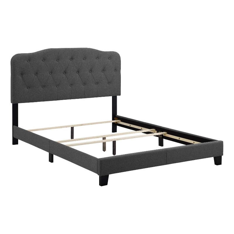 Pemberly Row King Upholstered Polyester Fabric Bed in Gray Finish