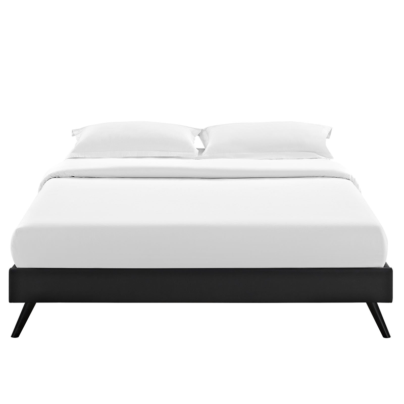 Pemberly Row Faux Leather Upholstered Queen Platform Bed in Black