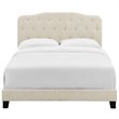 Pemberly Row Queen Upholstered Polyester Fabric Bed in Beige Finish