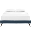 Pemberly Row Fabric Upholstered/Solid Wood Frame Full Platform Bed in Azure
