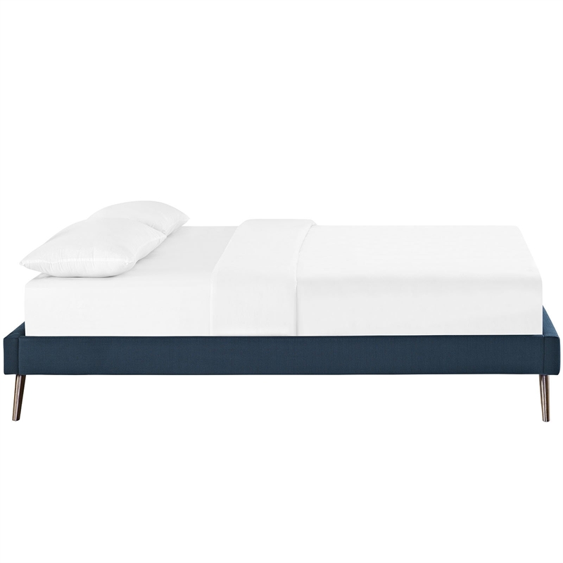 Pemberly Row Fabric Upholstered/Solid Wood Frame Full Platform Bed in Azure