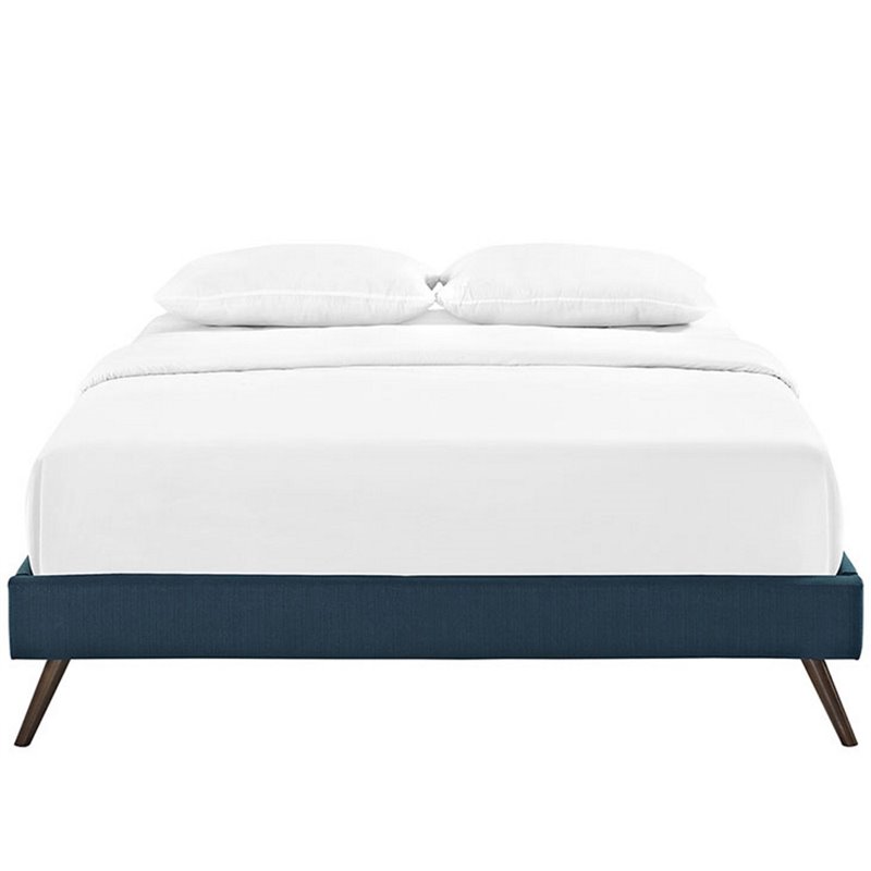Pemberly Row Fabric Upholstered/Solid Wood Frame Queen Platform Bed in Azure