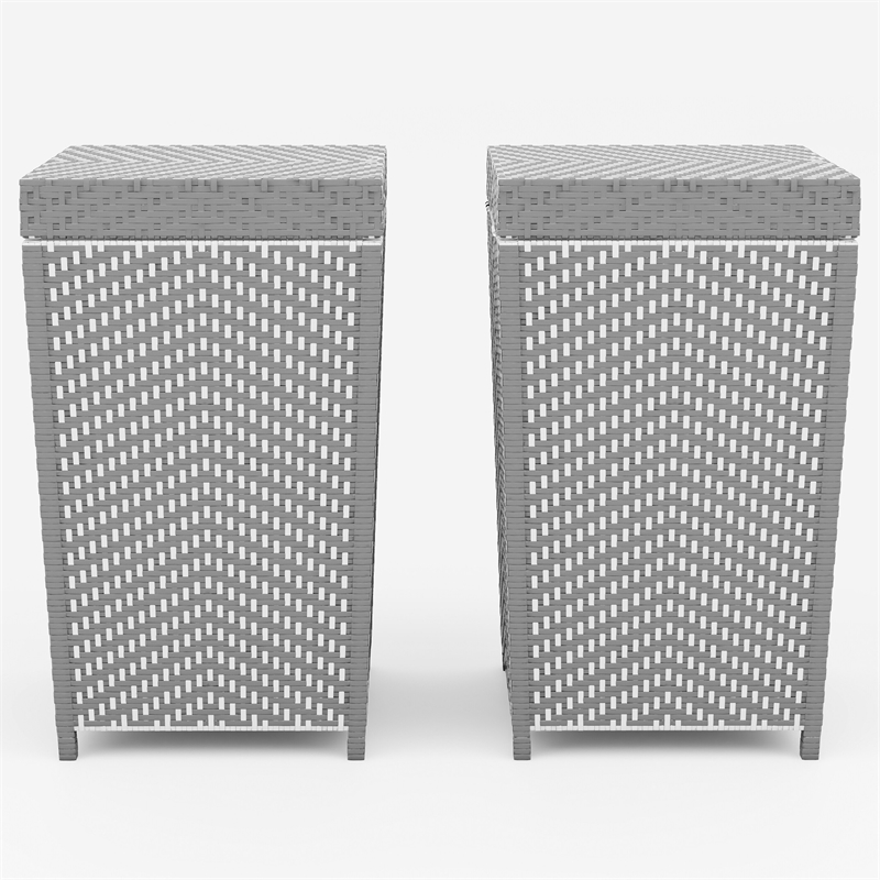 Pemberly Row Contemporary Aluminum Patio Trash Cans in Gray (Set of 2)