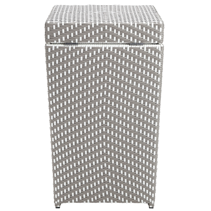 Pemberly Row Contemporary Aluminum Patio Trash Cans in Gray (Set of 2)