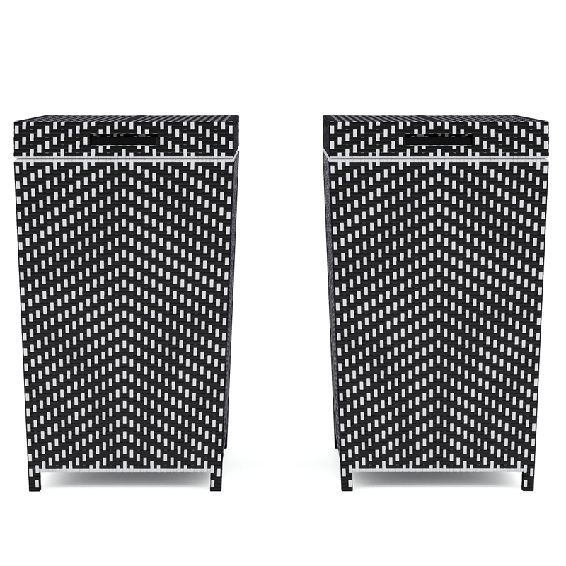 Pemberly Row Contemporary Aluminum Patio Trash Cans in Black (Set of 2)