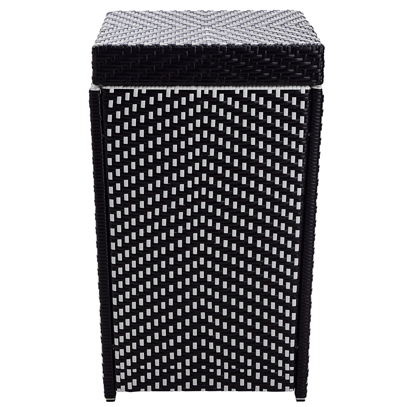 Pemberly Row Contemporary Aluminum Patio Trash Cans in Black (Set of 2)
