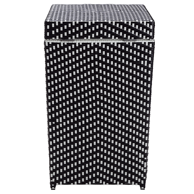 Pemberly Row Contemporary Aluminum Patio Trash Cans in Black (Set of 2)