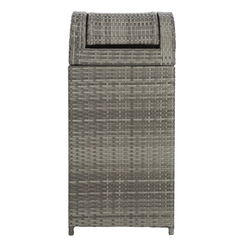 Pemberly Row Coastal Polyester Wicker/Steel Patio Trash Bin in Gray