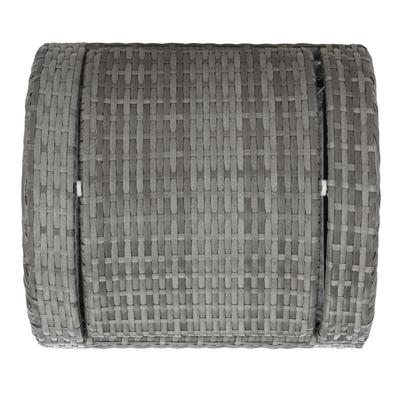 Pemberly Row Coastal Polyester Wicker/Steel Patio Trash Bin in Gray